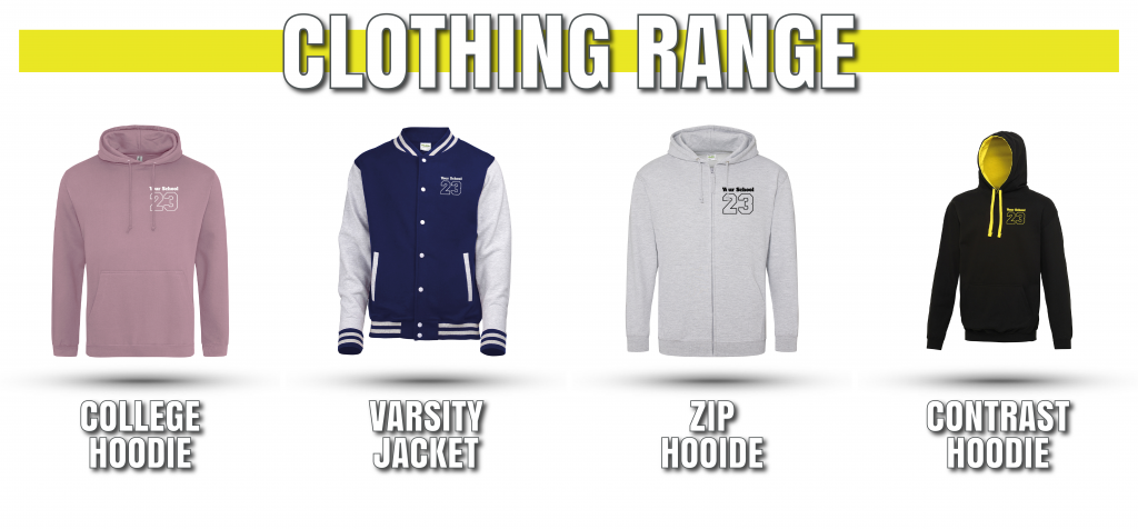 school leavers hoodies clothing range
